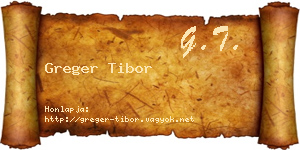 Greger Tibor névjegykártya